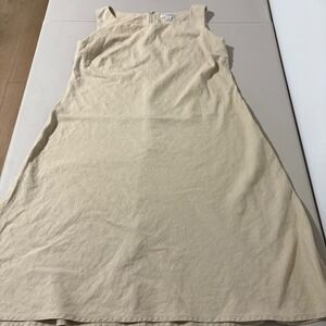 Pendleton Petite Beige Linen Blend Sleeveless Midi Dress Size 12 A-line Clssic